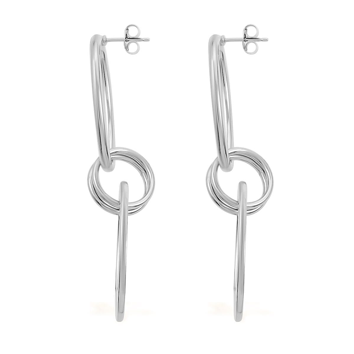 Italian Sterling Silver Triple Tear Drop Interlocked Drop Statement Earrings 12.40 Grams