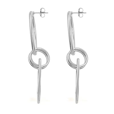 Italian Sterling Silver Triple Tear Drop Interlocked Drop Statement Earrings 12.40 Grams