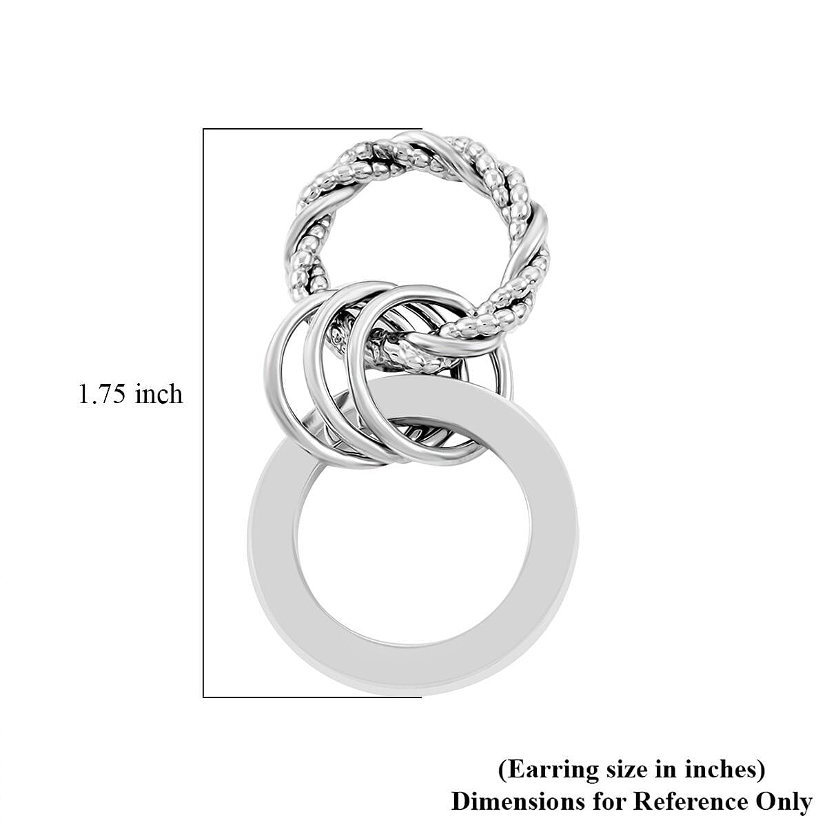 Italian Sterling Silver Triple Cirlce Drop Woven Interlocked Drop Statement Earrings 14.10 Grams