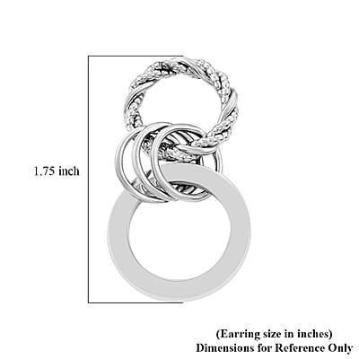 Italian Sterling Silver Triple Cirlce Drop Woven Interlocked Drop Statement Earrings 14.10 Grams