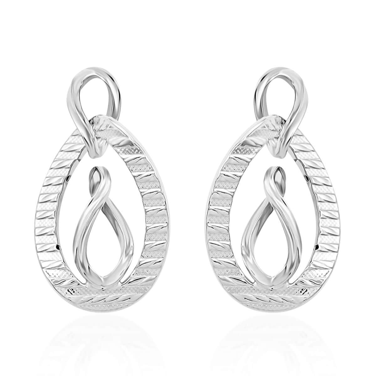 Italian Sterling Silver Infinity Double Hoop Statement Earrings 6.50 Grams image number 0