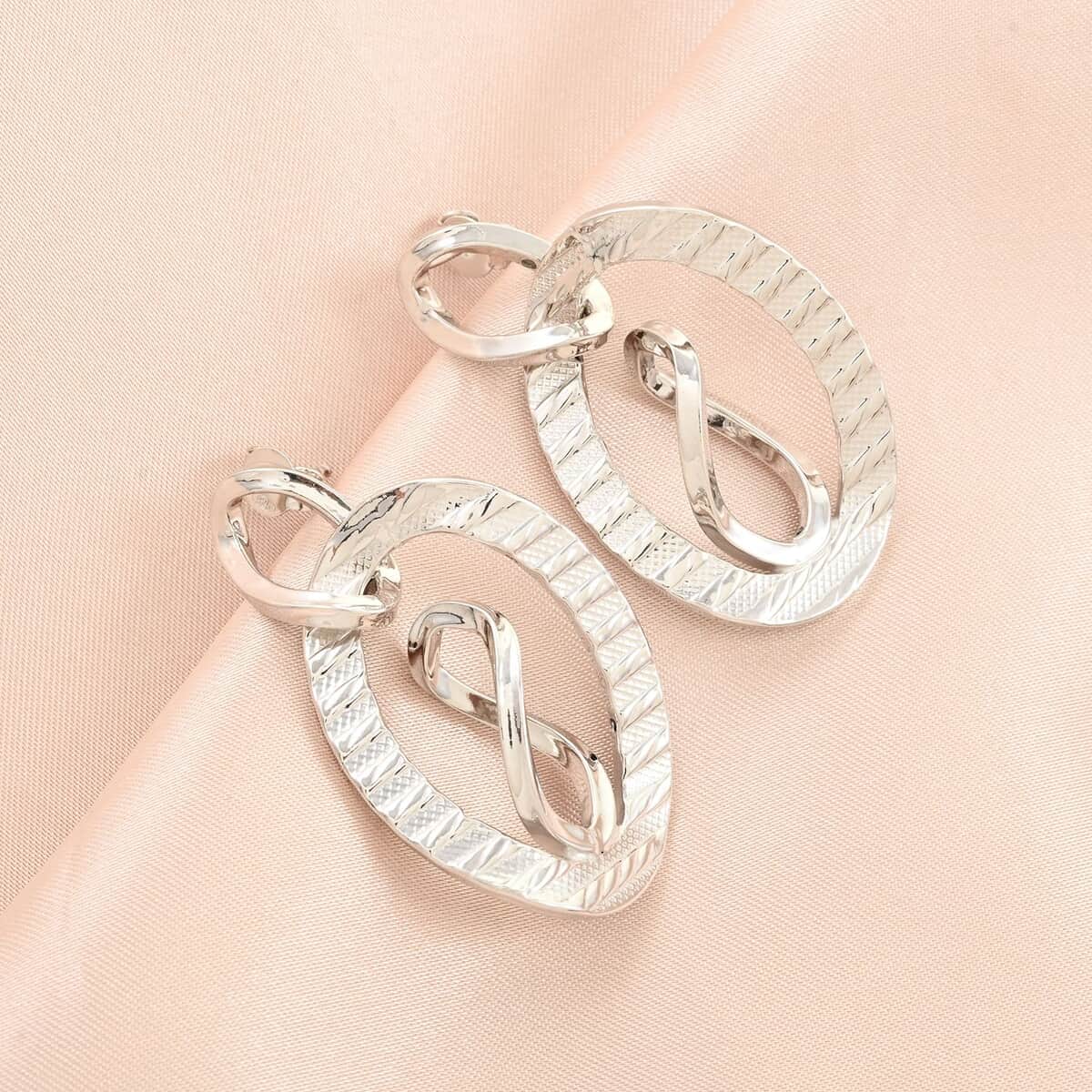 Italian Sterling Silver Infinity Double Hoop Statement Earrings 6.50 Grams image number 1