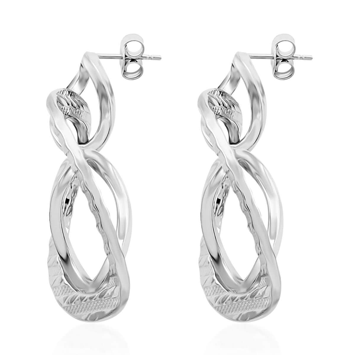 Italian Sterling Silver Infinity Double Hoop Statement Earrings 6.50 Grams image number 3