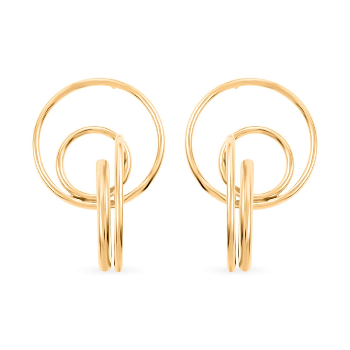 Italian 14K Yellow Gold Over Sterling Silver Circle Drop Interlocked Statement Earrings 9.70 Grams image number 0