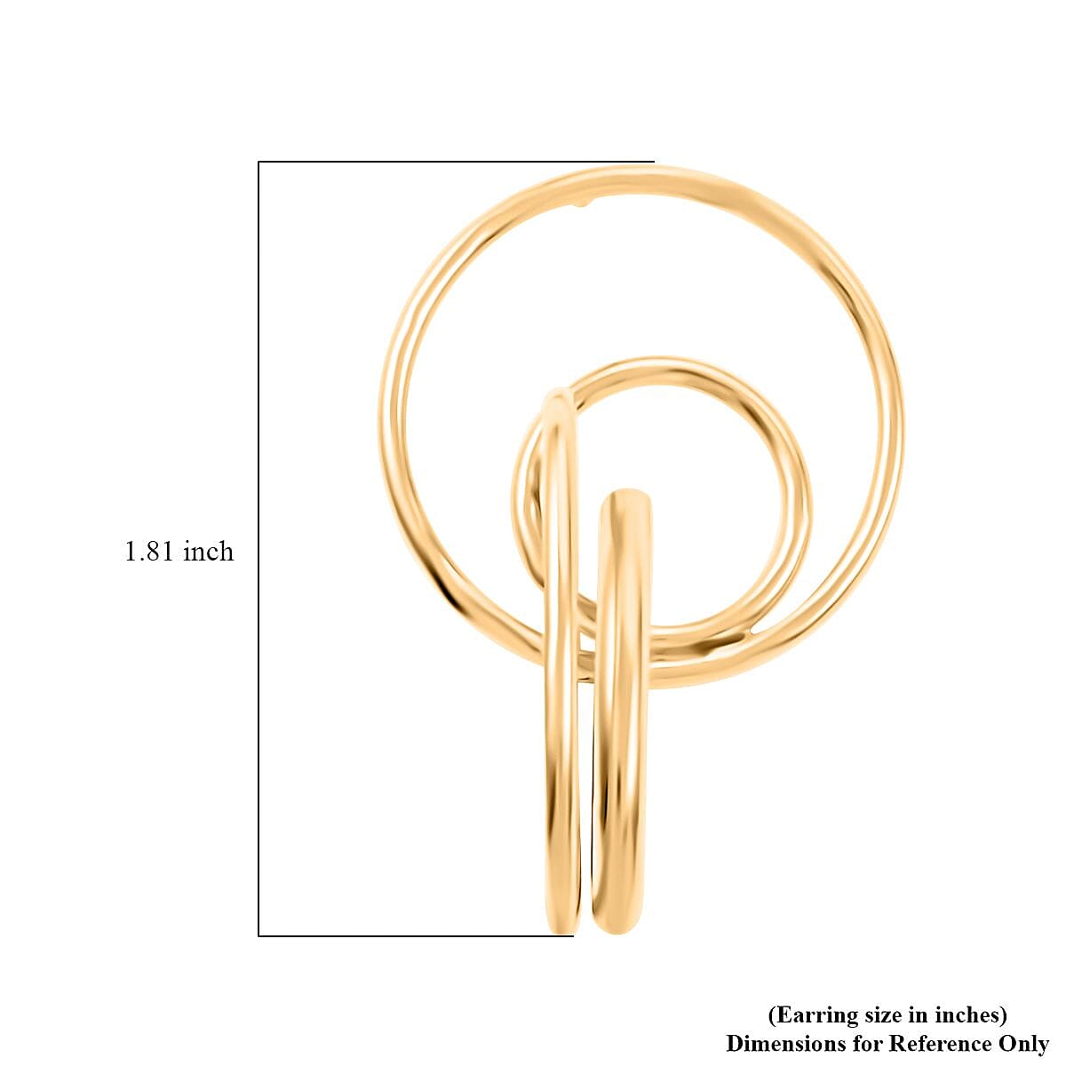 Italian 14K Yellow Gold Over Sterling Silver Circle Drop Interlocked Statement Earrings 9.70 Grams