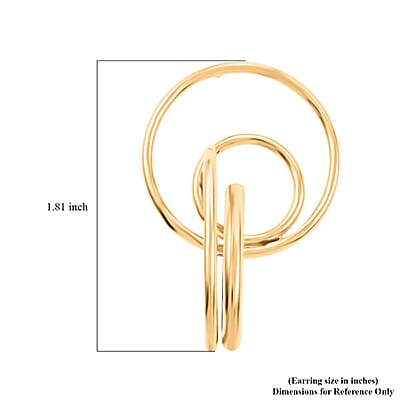 Italian 14K Yellow Gold Over Sterling Silver Circle Drop Interlocked Statement Earrings 9.70 Grams