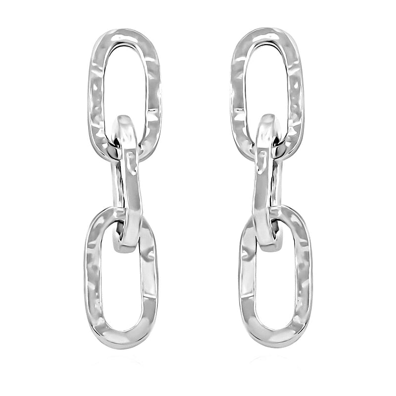 Italian Sterling Silver Textured Paper Clip Statement Earrings 5.70 Grams