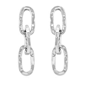 Mother’s Day Gift Italian Sterling Silver Textured Paper Clip 3 Row Drop Statement Earrings 5.70 Grams