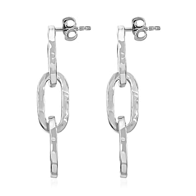 Italian Sterling Silver Textured Paper Clip Statement Earrings 5.70 Grams