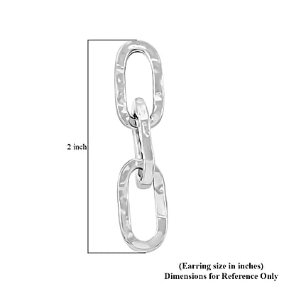 Italian Sterling Silver Textured Paper Clip Statement Earrings 5.70 Grams