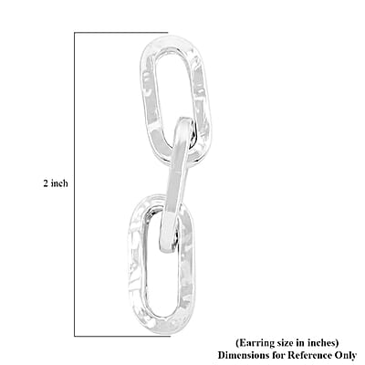 Italian Sterling Silver Textured Paper Clip 3 Row Drop Statement Earrings 5.70 Grams