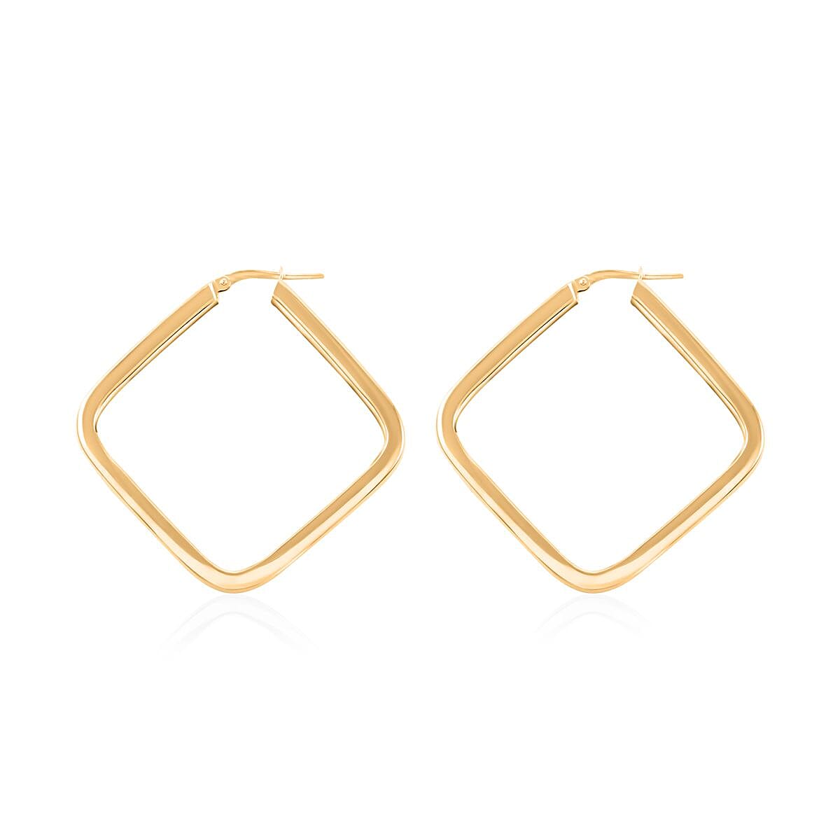 Italian 14K Yellow Gold Over Sterling Silver Square Hoop Earrings 5.80 Grams
