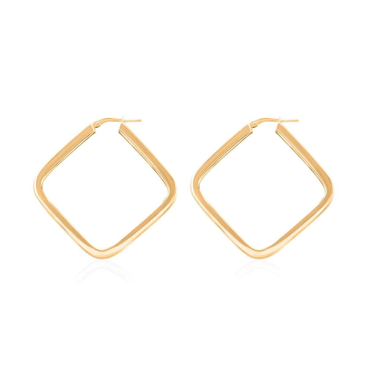 Italian 14K Yellow Gold Over Sterling Silver Square Hoop Earrings 5.80 Grams image number 3