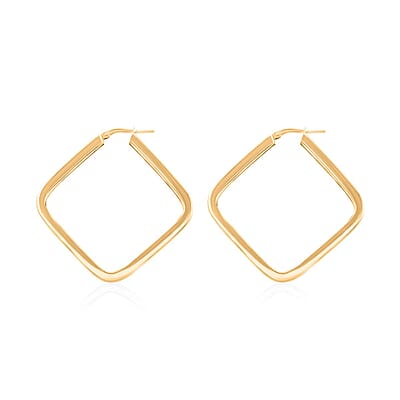Italian 14K Yellow Gold Over Sterling Silver Square Hoop Earrings 5.80 Grams