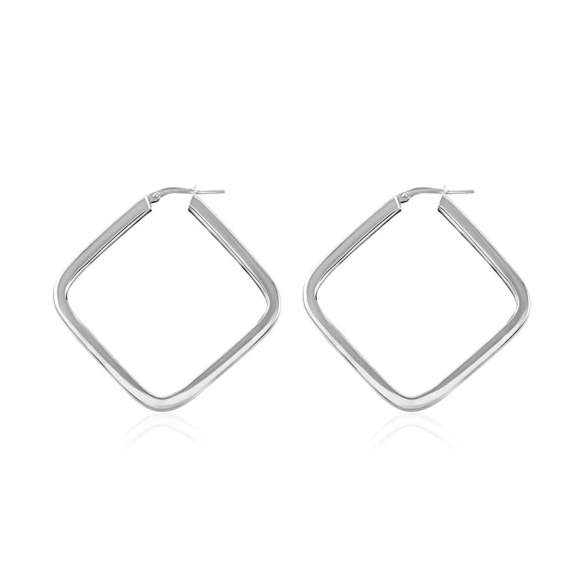 Italian Sterling Silver Square Hoop Earrings 6.00 Grams image number 3