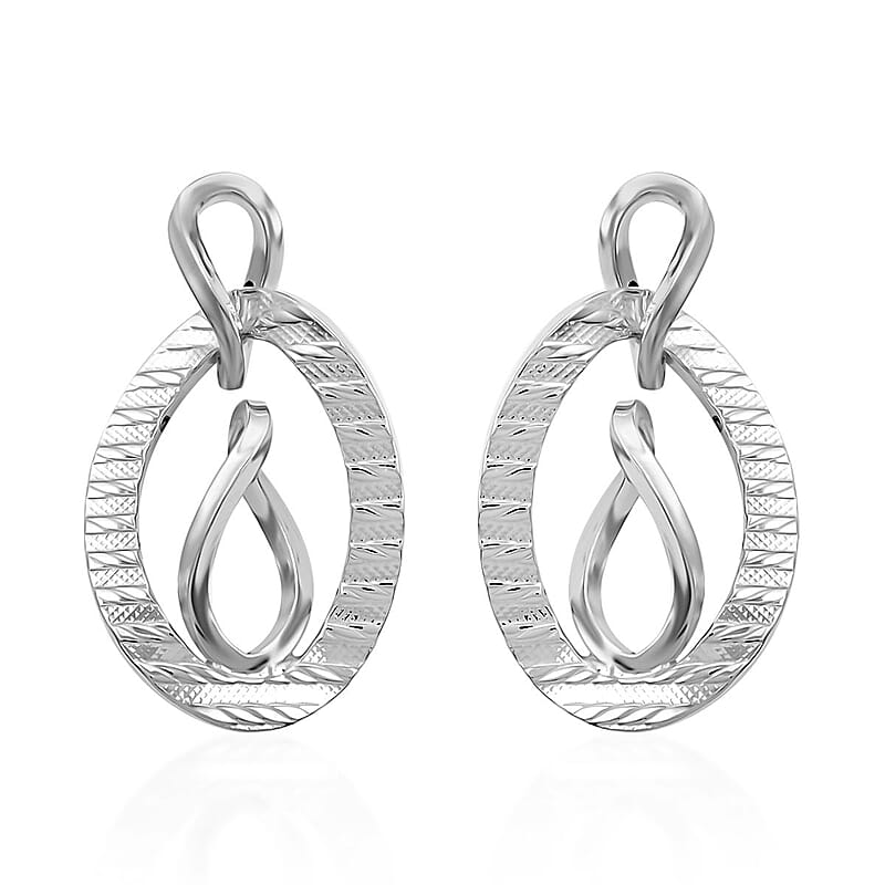 Italian Sterling Silver Infinity Double Hoop Statement Earrings 6.40 Grams