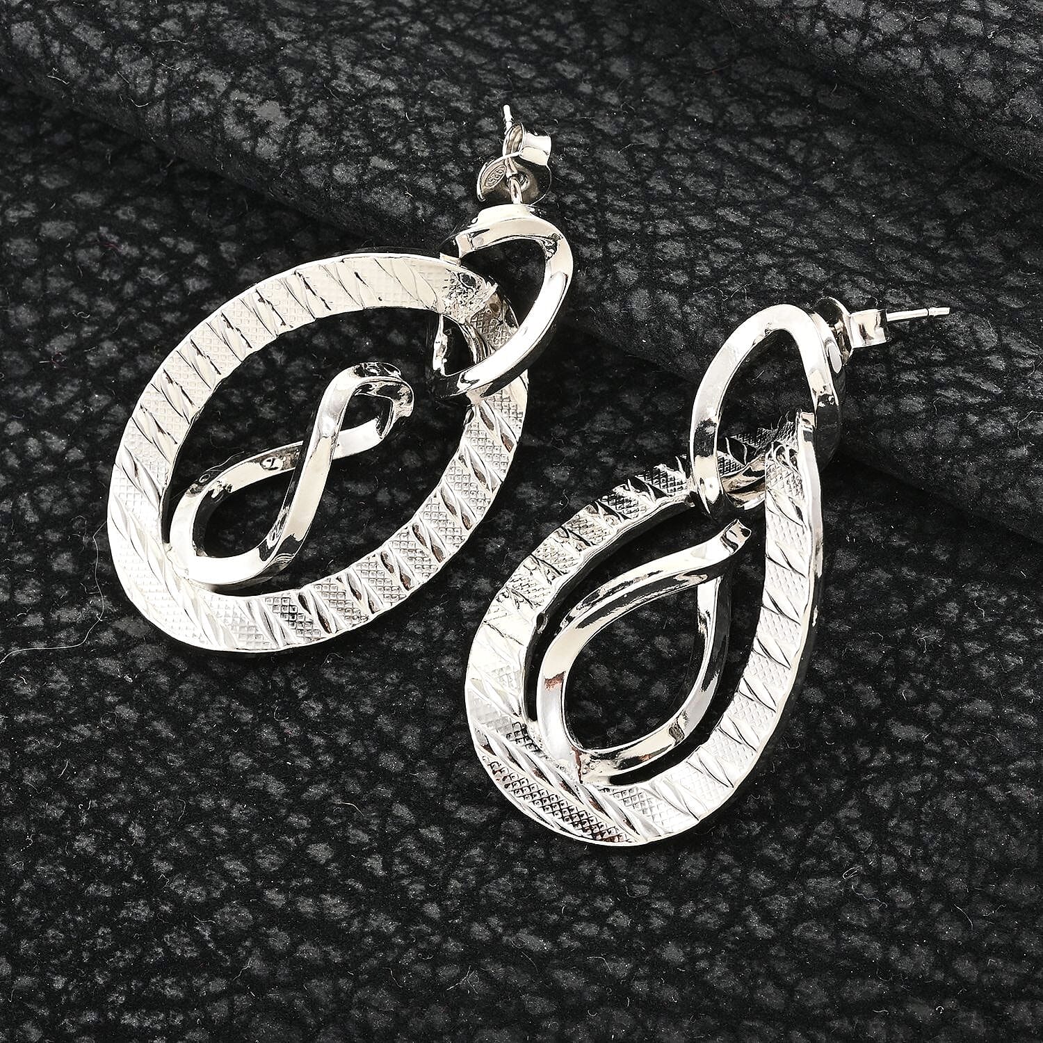 Italian Sterling Silver Infinity Double Hoop Statement Earrings 6.40 Grams