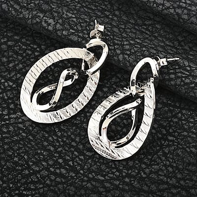 Italian Sterling Silver Infinity Double Hoop Statement Earrings 6.40 Grams