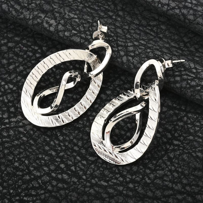 Italian Sterling Silver Infinity Double Hoop Statement Earrings 6.40 Grams