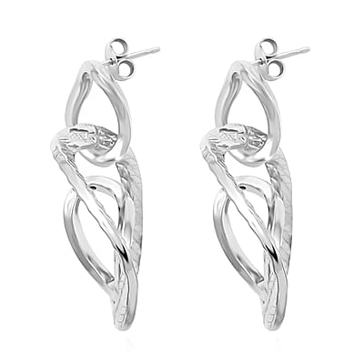Italian Sterling Silver Infinity Double Hoop Statement Earrings 6.40 Grams