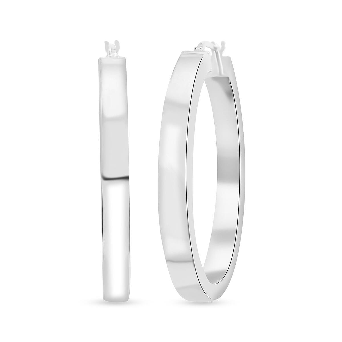 Italian Sterling Silver Bold Hoop Statement Earrings 7.50 Grams