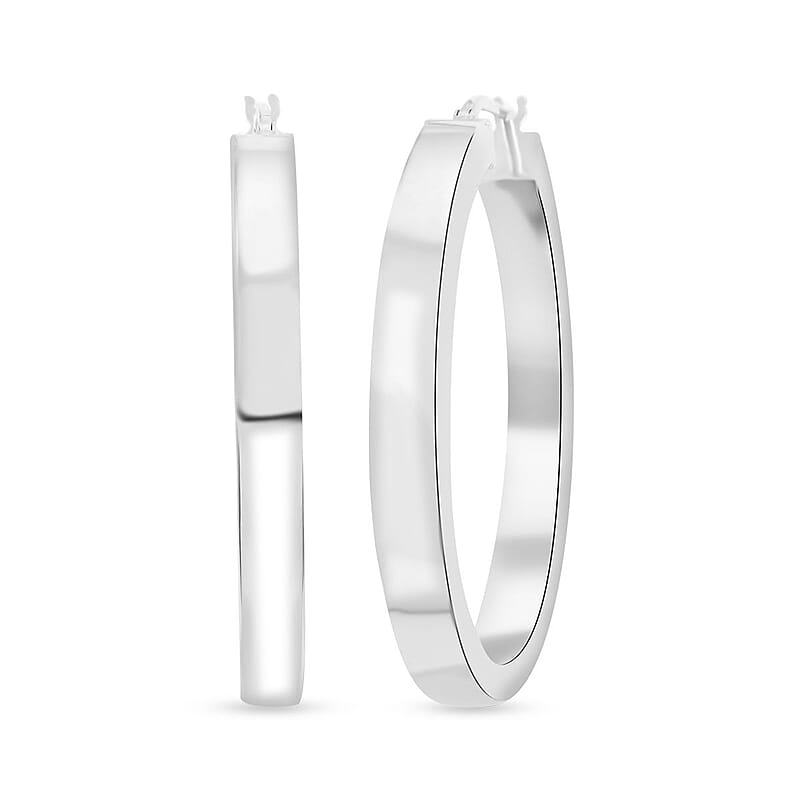 Italian Sterling Silver Bold Hoop Statement Earrings 7.50 Grams