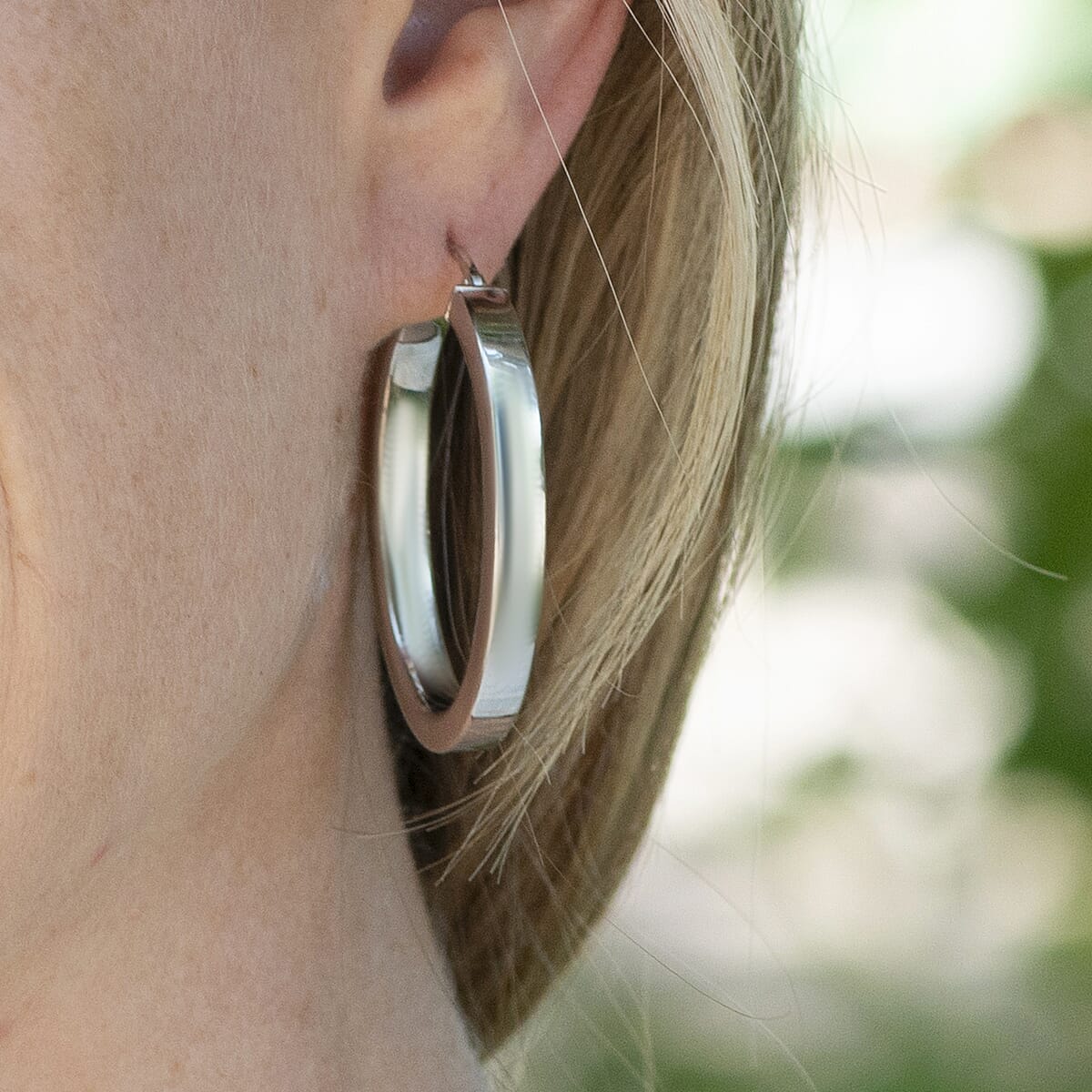 Italian Sterling Silver Bold Hoop Statement Earrings 7.50 Grams image number 2