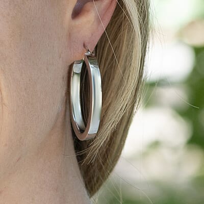 Italian Sterling Silver Bold Hoop Statement Earrings 7.50 Grams