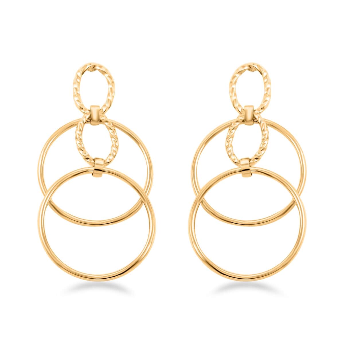 Italian 14K Yellow Gold Over Sterling Silver Circle Drop Interlocked Statement Earrings 7.70 Grams image number 0