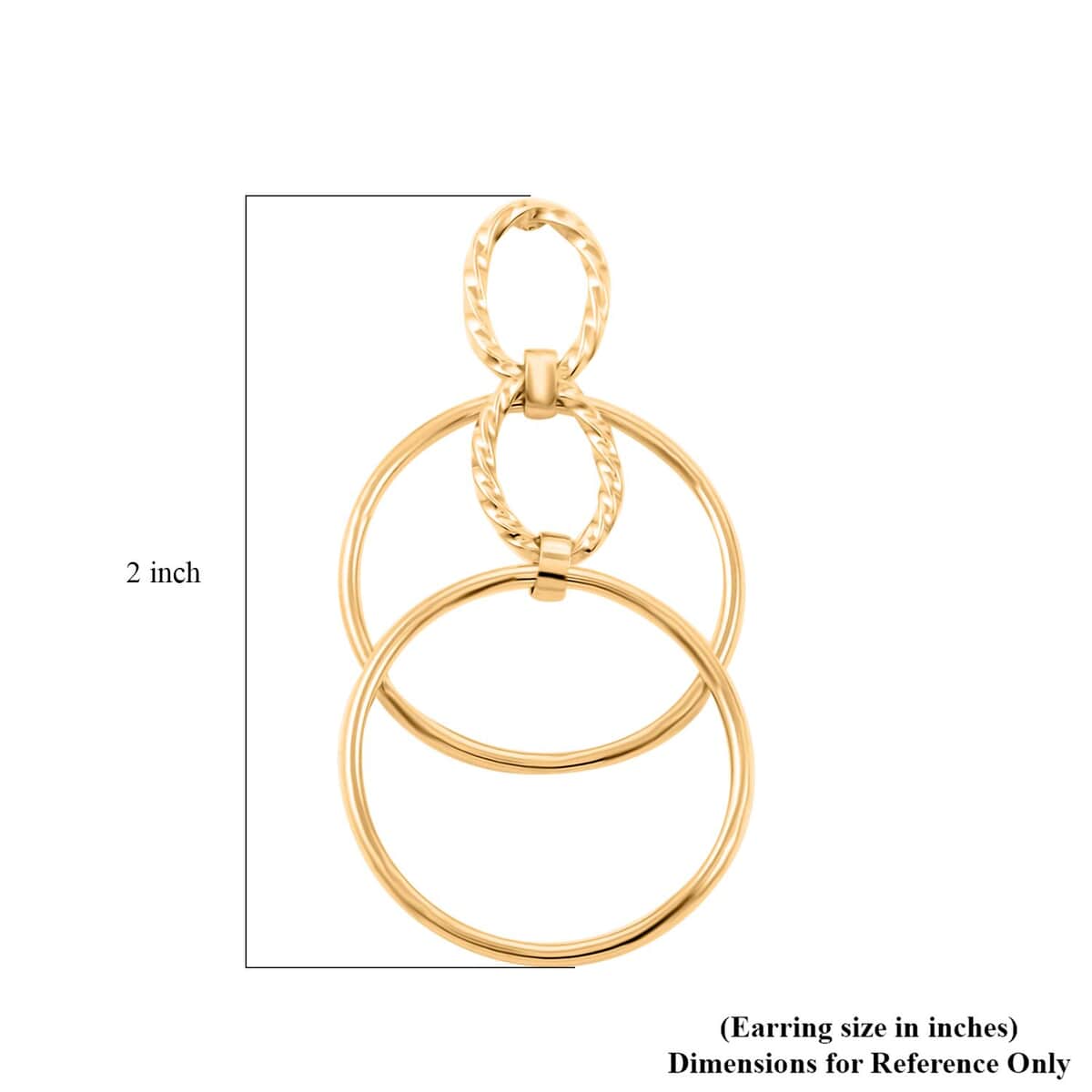 Italian 14K Yellow Gold Over Sterling Silver Circle Drop Interlocked Statement Earrings 7.70 Grams image number 4