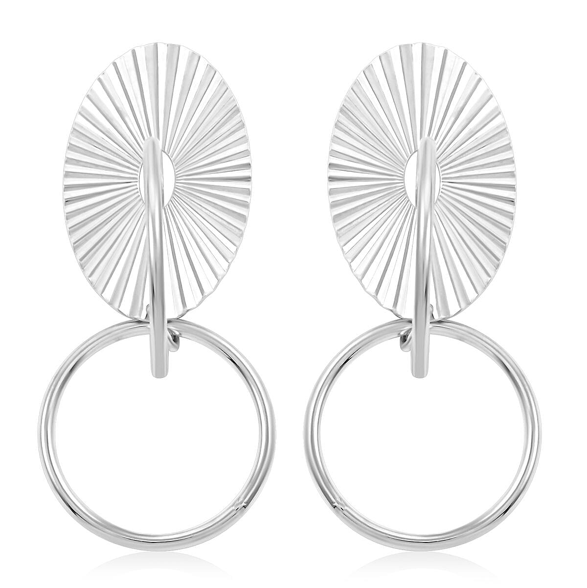 Italian Sterling Silver Multi Circle Textured Medallion Interlocked Drop Statement Earrings 8.10 Grams