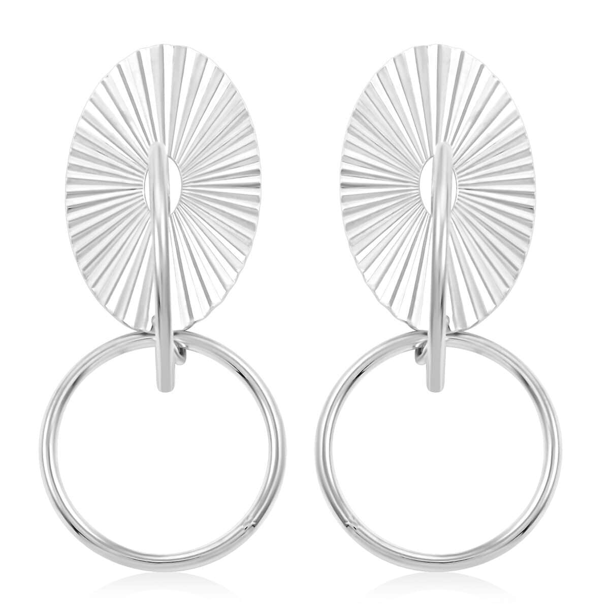 Italian Sterling Silver Multi Circle Textured Medallion Interlocked Drop Statement Earrings 8.10 Grams image number 0