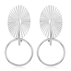 Italian Sterling Silver Multi Circle Textured Medallion Interlocked Drop Statement Earrings 8.10 Grams