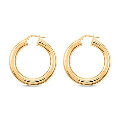 Italian 14K Yellow Gold Over Sterling Silver Bold Hoop Statement Earrings 8.40 Grams