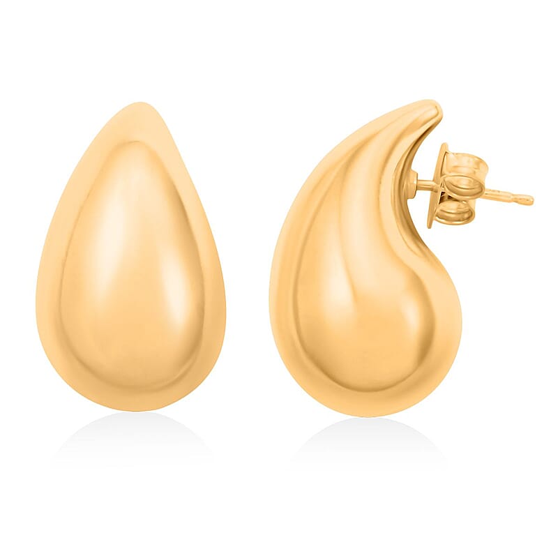 Italian 14K Yellow Gold Over Sterling Silver Rain Drop Tear Drop Statement Earrings 8.50 Grams