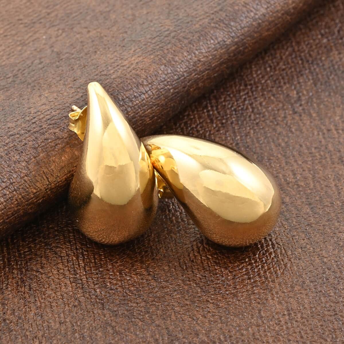 Italian 14K Yellow Gold Over Sterling Silver Rain Drop Tear Drop Statement Earrings 8.50 Grams image number 1