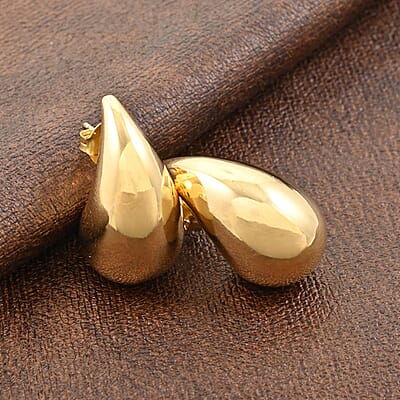 Italian 14K Yellow Gold Over Sterling Silver Rain Drop Tear Drop Statement Earrings 8.50 Grams