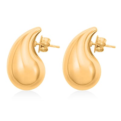 Italian 14K Yellow Gold Over Sterling Silver Rain Drop Tear Drop Statement Earrings 8.50 Grams