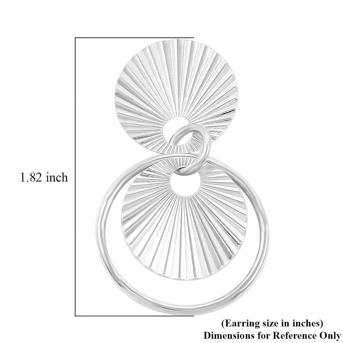 Italian Sterling Silver Multi Circle Double Textured Medallion Interlocked Drop Statement Earrings 8.60 Grams