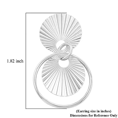 Italian Sterling Silver Multi Circle Double Textured Medallion Interlocked Drop Statement Earrings 8.60 Grams