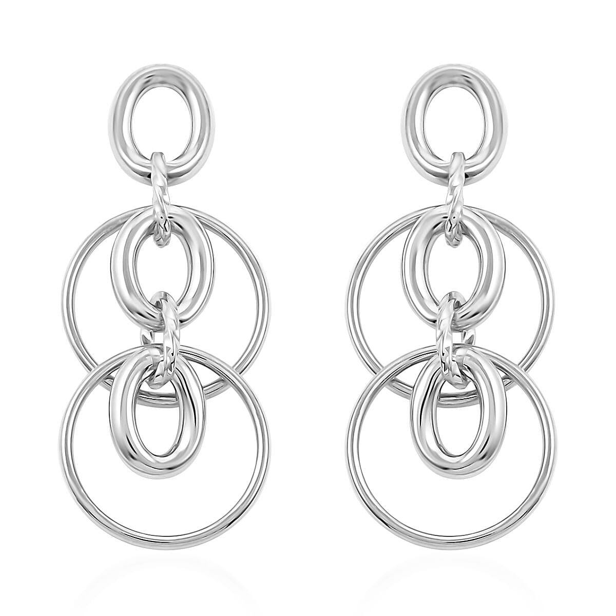 Italian Sterling Silver Interlocked Drop Statement Earrings 9.10 Grams