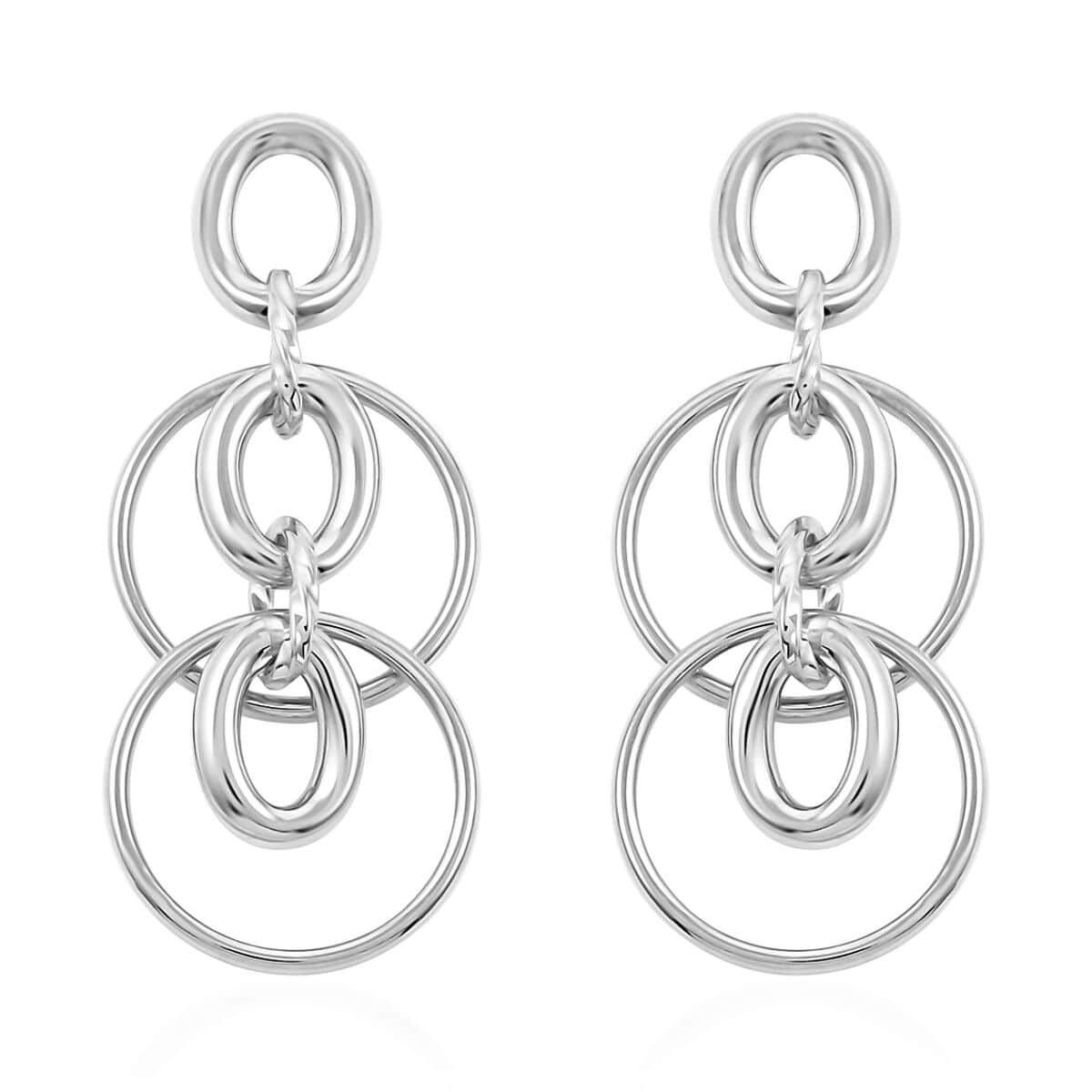 Italian Sterling Silver Interlocked Drop Statement Earrings 9.10 Grams image number 0