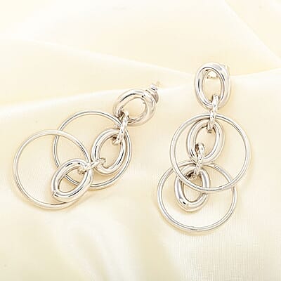 Italian Sterling Silver Interlocked Drop Statement Earrings 9.10 Grams