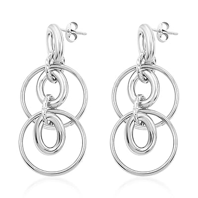 Italian Sterling Silver Interlocked Drop Statement Earrings 9.10 Grams