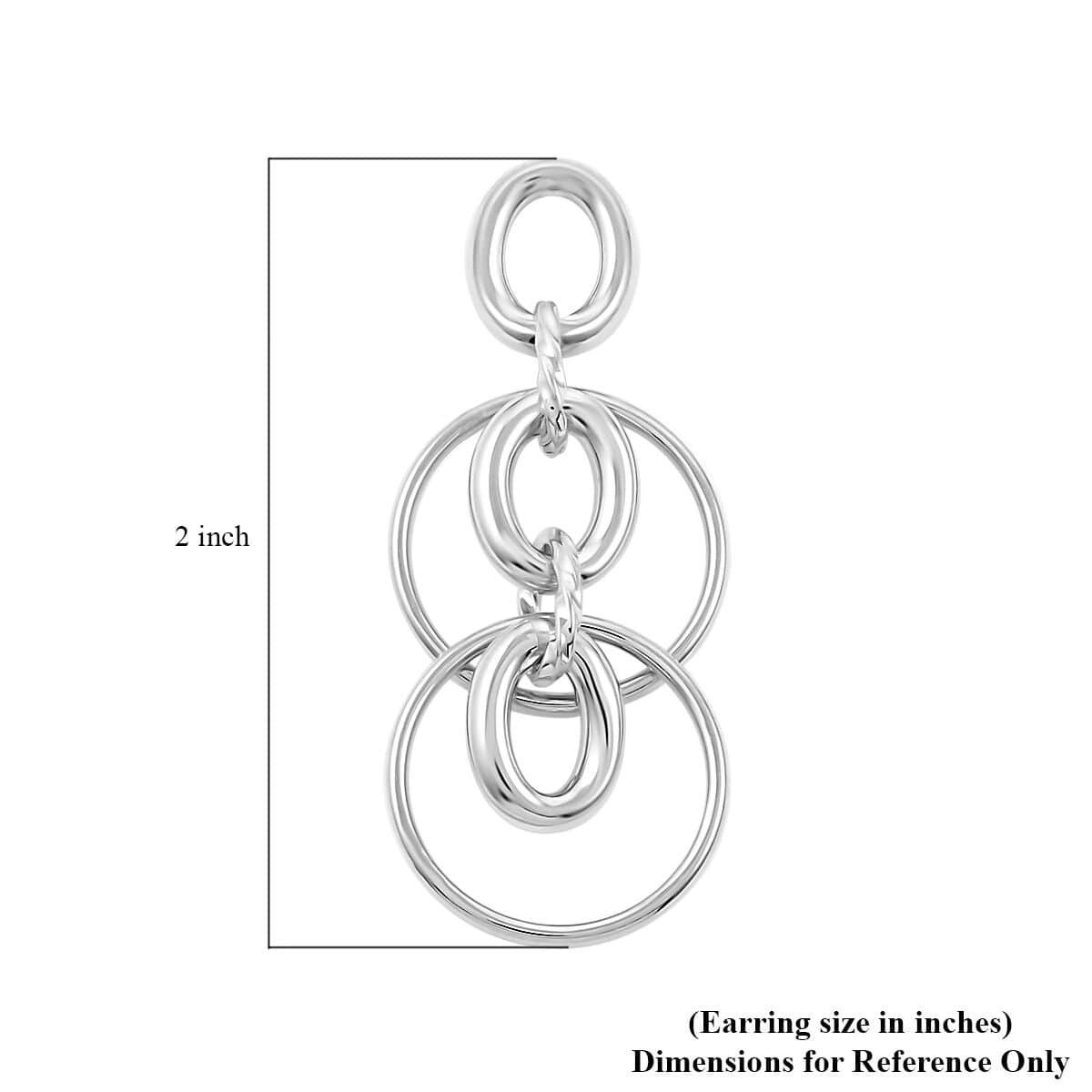 Italian Sterling Silver Interlocked Drop Statement Earrings 9.10 Grams image number 4