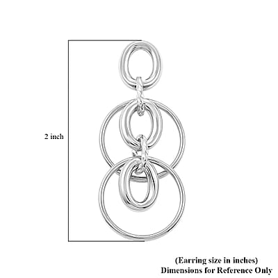 Italian Sterling Silver Interlocked Drop Statement Earrings 9.10 Grams