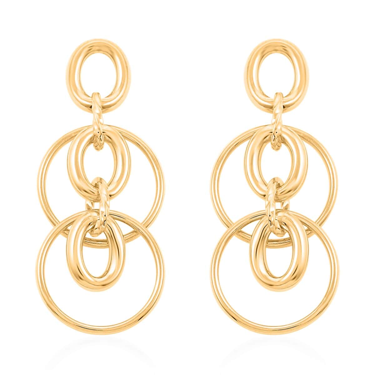 Italian 14K Yellow Gold Over Sterling Silver Interlocked Drop Statement Earrings 9.10 Grams image number 0