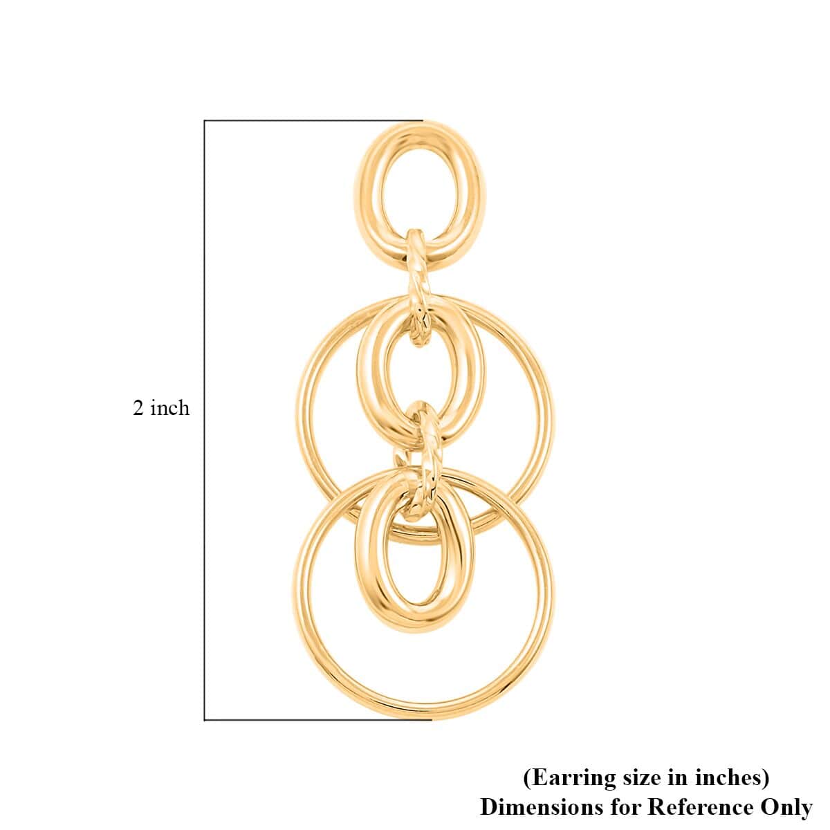 Italian 14K Yellow Gold Over Sterling Silver Interlocked Drop Statement Earrings 9.10 Grams image number 4