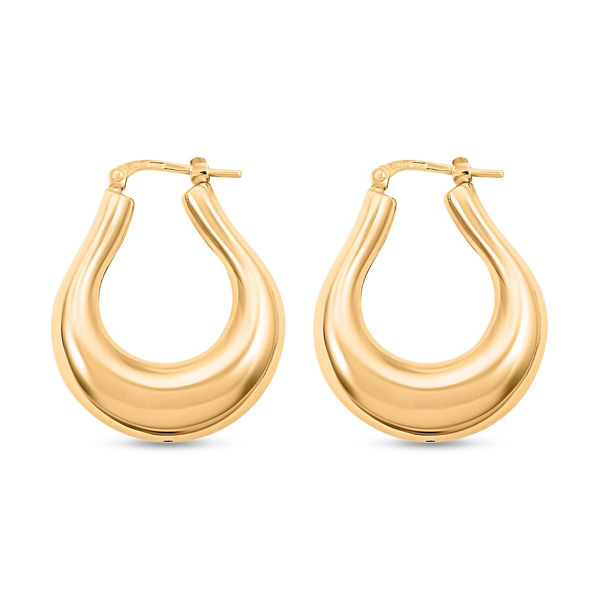 Italian 14K Yellow Gold Over Sterling Silver Statement Earrings 9.10 Grams