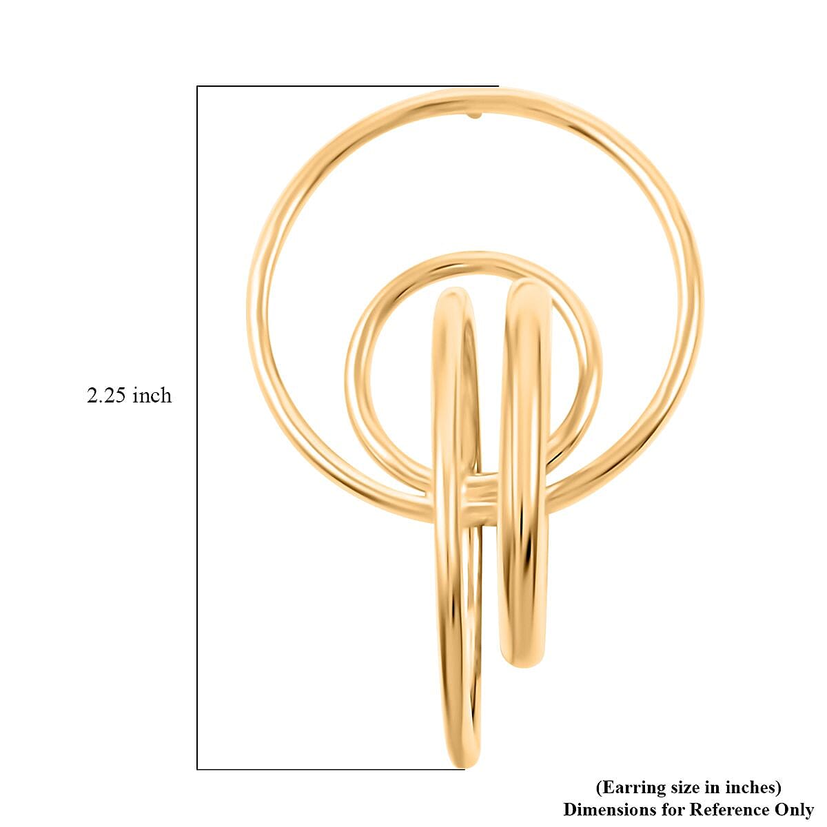 Italian 14K Yellow Gold Over Sterling Silver Circle Drop Interlocked Statement Earrings 9.60 Grams